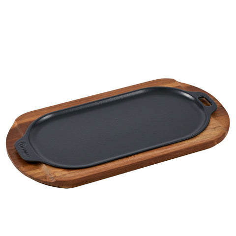 Base para plancha ovalada 34x17cm - madera acacia
