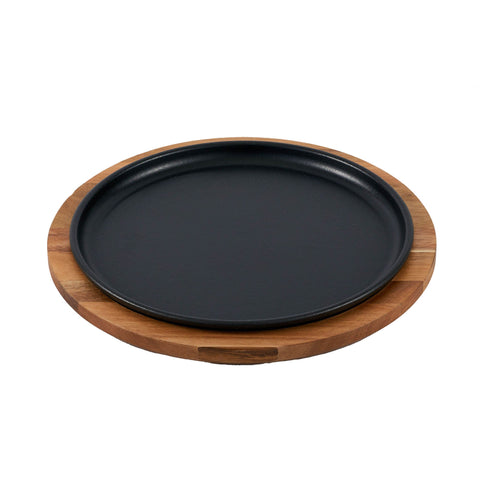 Plato 26 cm con base de madera – hierro fundido esmaltado