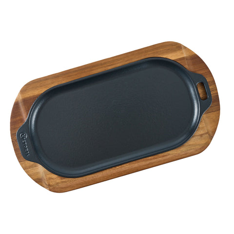 Base para plancha ovalada 34x17cm - madera acacia