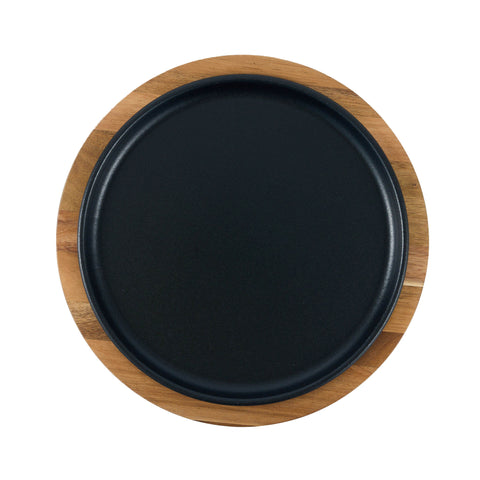 Plato 26 cm con base de madera – hierro fundido esmaltado