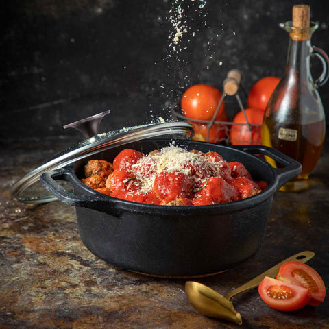 Olla dutch oven 3,8 L – hierro fundido curado con tapa vidrio