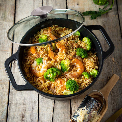 Olla dutch oven 3,8 L – hierro fundido curado con tapa vidrio