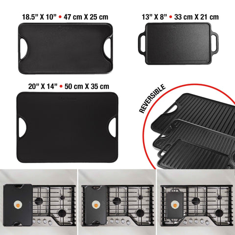 Plancha reversible 50 × 35 cm – hierro fundido esmaltado