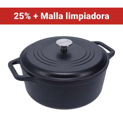 Olla dutch oven 5,7 L – hierro fundido esmaltado + malla limpiadora