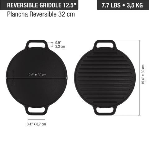Plancha reversible 32 cm – hierro fundido esmaltado