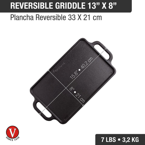 Plancha reversible 33 × 21 cm – hierro fundido