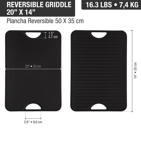 Plancha reversible 50 × 35 cm – hierro fundido esmaltado