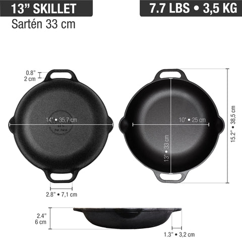 Sartén wok paellera 33 cm – hierro fundido esmaltado