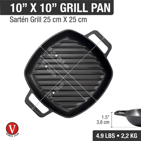 Sartén doble asa grill 25 × 25 cm – hierro fundido esmaltado