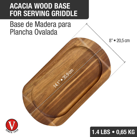 Base para plancha ovalada 34x17cm - madera acacia