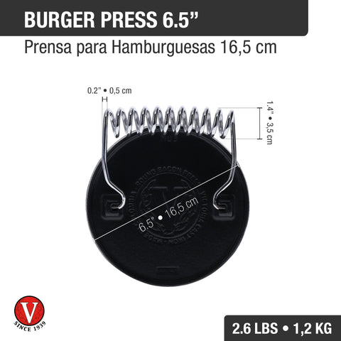 Prensa para hamburguesas 16,5 cm – hierro fundido