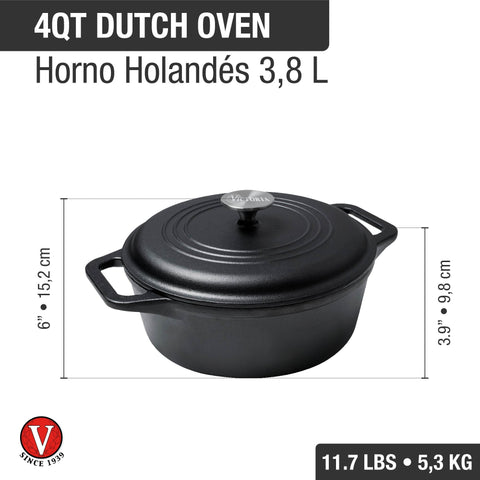 Olla dutch oven 3,8 L – hierro fundido esmaltado