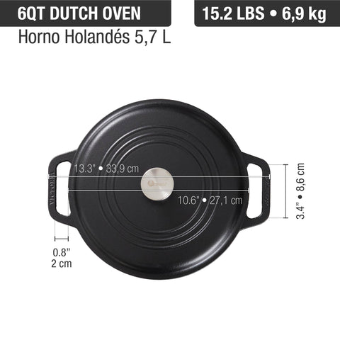 Olla dutch oven 5,7 L – hierro fundido esmaltado + malla limpiadora