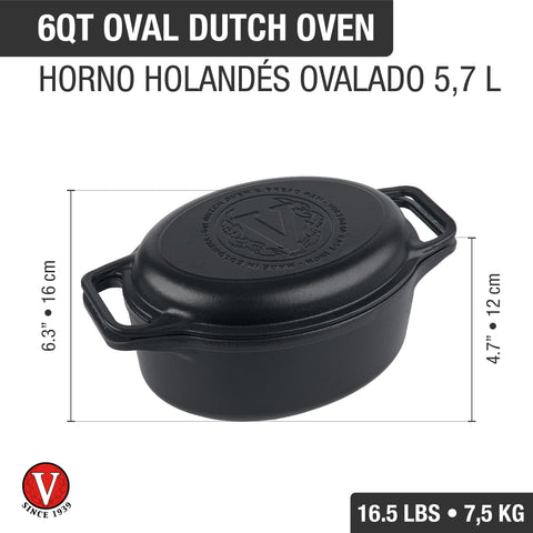 Olla dutch oven ovalado 5,7 L – hierro fundido esmaltado