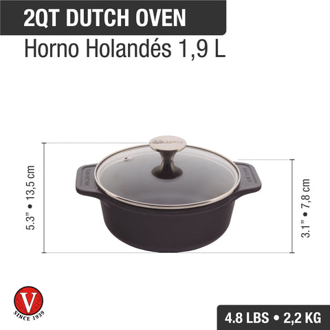 Olla de 1,9 Lt con Tapa Vidrio Templado
