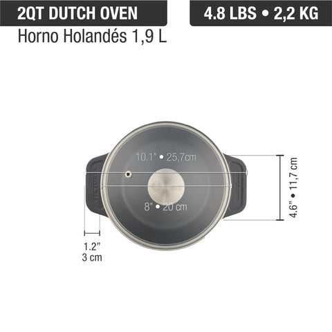 Olla de 1,9 Lt con Tapa Vidrio Templado