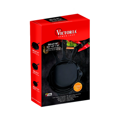 Kit 3 sartenes 16.5, 20 y 25 cm – hierro fundido