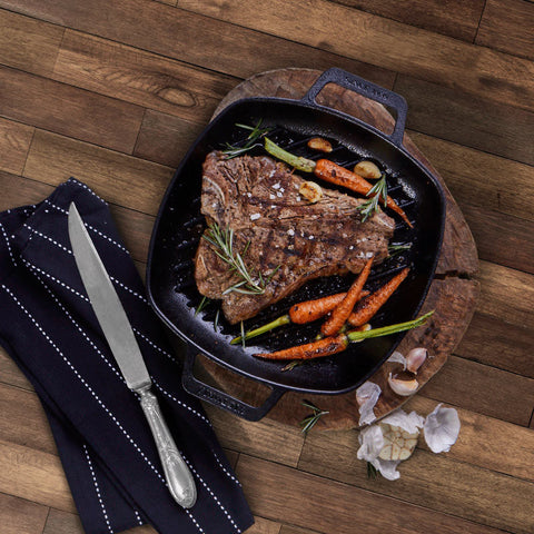 Sartén doble asa grill 25 × 25 cm – hierro fundido esmaltado
